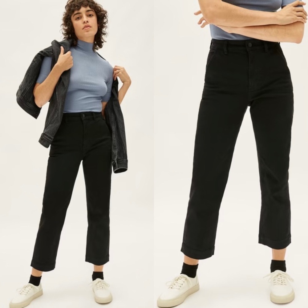 Everlane The Straight Leg Crop Pants Size 2 Black